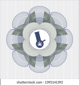 Blue and green abstract rosette with bong of marijuana icon inside