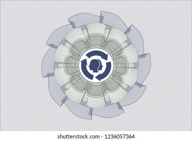 Blue and green abstract rosette with brain storm icon inside