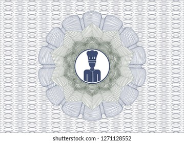 Blue and green abstract rosette with chef icon inside