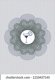 Blue and green abstract rosette with cocktail glass icon inside