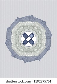 Blue and green abstract rosette with crossed bandage plaster icon inside