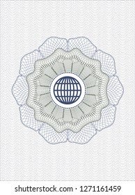 Blue and green abstract rosette with globe, website icon inside