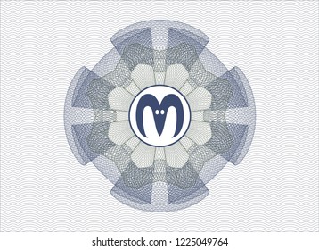 Blue and green abstract rosette with goat head icon inside