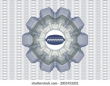 Blue and green abstract rosette. with hot dog icon inside