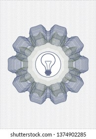 Blue and green abstract rosette with idea icon inside