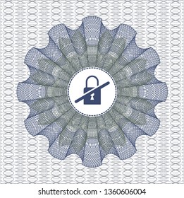 Blue and green abstract rosette with inaccessible icon inside