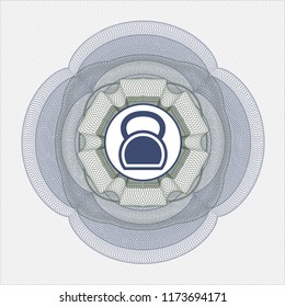 Blue and green abstract rosette with kettlebell icon inside