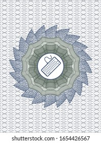 Blue and green abstract rosette with keyboard icon inside