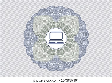 Blue and green abstract rosette with laptop icon inside