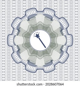 Blue and green abstract rosette. with magic stick icon inside
