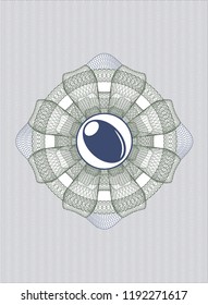 Blue and green abstract rosette with olive icon inside