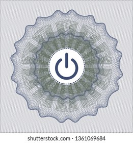 Blue and green abstract rosette with power icon inside