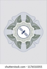 Blue and green abstract rosette with satelite icon inside