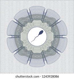 Blue and green abstract rosette with sperm icon inside