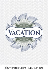 Blue and green abstract rosette with text Vacation inside
