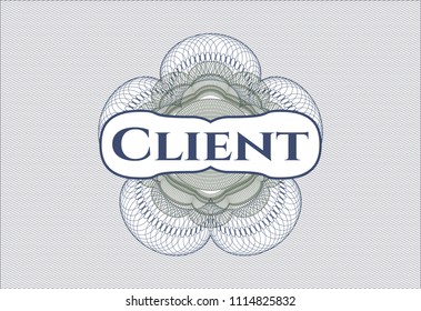 Blue and green abstract rosette with text Client inside