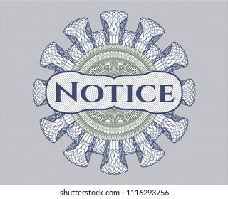 Blue and green abstract rosette with text Notice inside