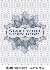 Blue and green abstract rosette with text Start your Stroy Today inside