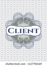 Blue and green abstract rosette with text Client inside