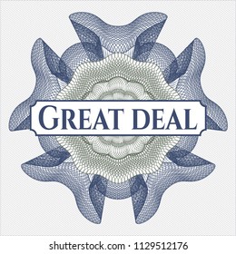 Blue and green abstract rosette with text Great Deal inside