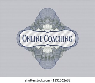 Blue and green abstract rosette with text Online Coaching inside