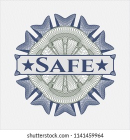 Blue and green abstract rosette with text Safe inside