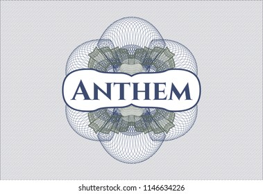 Blue and green abstract rosette with text Anthem inside