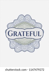 Blue and green abstract rosette with text Grateful inside