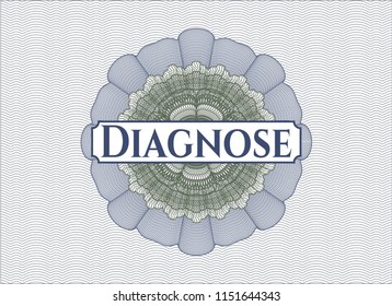 Blue and green abstract rosette with text Diagnose inside