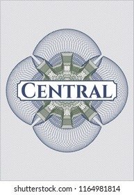 Blue and green abstract rosette with text Central inside