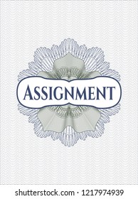 Blue and green abstract rosette with text Assignment inside