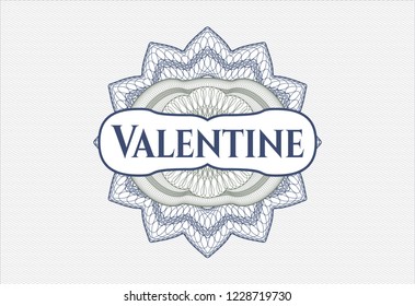 Blue and green abstract rosette with text Valentine inside