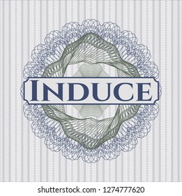 Blue and green abstract rosette with text Induce inside