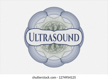 Blue and green abstract rosette with text Ultrasound inside
