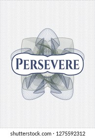 Blue and green abstract rosette with text Persevere inside