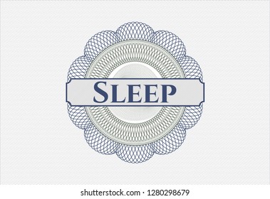 Blue and green abstract rosette with text Sleep inside