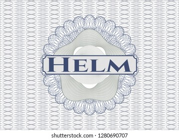Blue and green abstract rosette with text Helm inside