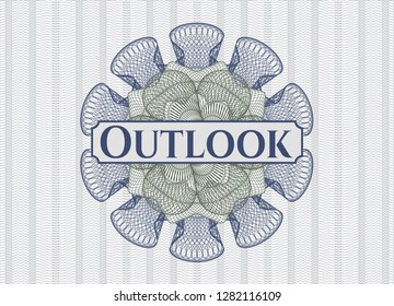 Blue and green abstract rosette with text Outlook inside