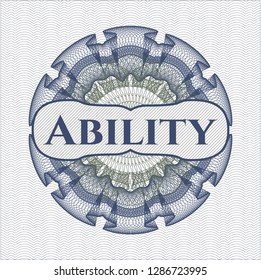 Blue and green abstract rosette with text Ability inside