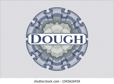 Blue and green abstract rosette with text Dough inside