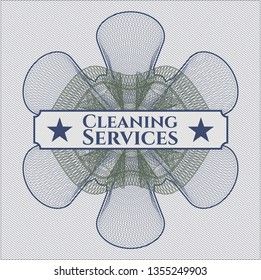 Blue and green abstract rosette with text Cleaning Services inside