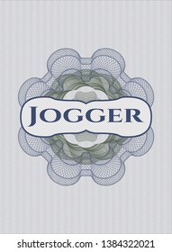 Blue and green abstract rosette with text Jogger inside