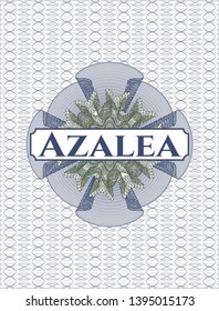 Blue and green abstract rosette with text Azalea inside
