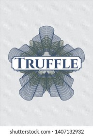 Blue and green abstract rosette with text Truffle inside