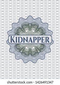 Blue and green abstract rosette with text Kidnapper inside