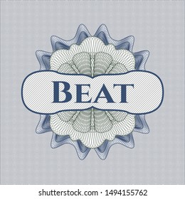 Blue and green abstract rosette with text Beat inside