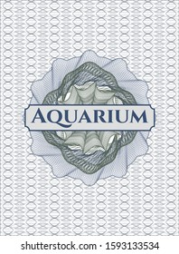 Blue and green abstract rosette with text Aquarium inside