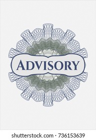 Blue and green abstract rosette with text Advisory inside