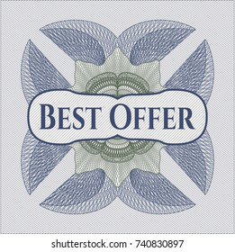 Blue and green abstract rosette with text Best Offer inside