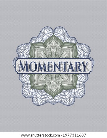 Blue and green abstract rosette with text Momentary inside